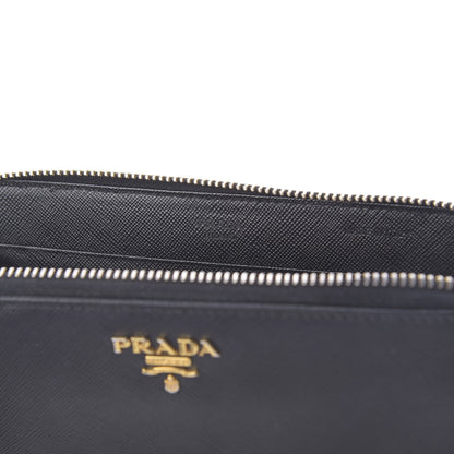 Prada Saffiano Metal Zip Around Wallet Black 9 of 10