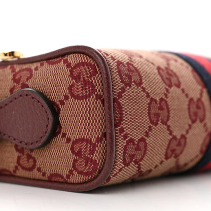 Gucci Monogram Textured Dollar Calfskin Web Mini Ophidia Shoulder Bag Sahara Rubino Chardonnay 9 of 14