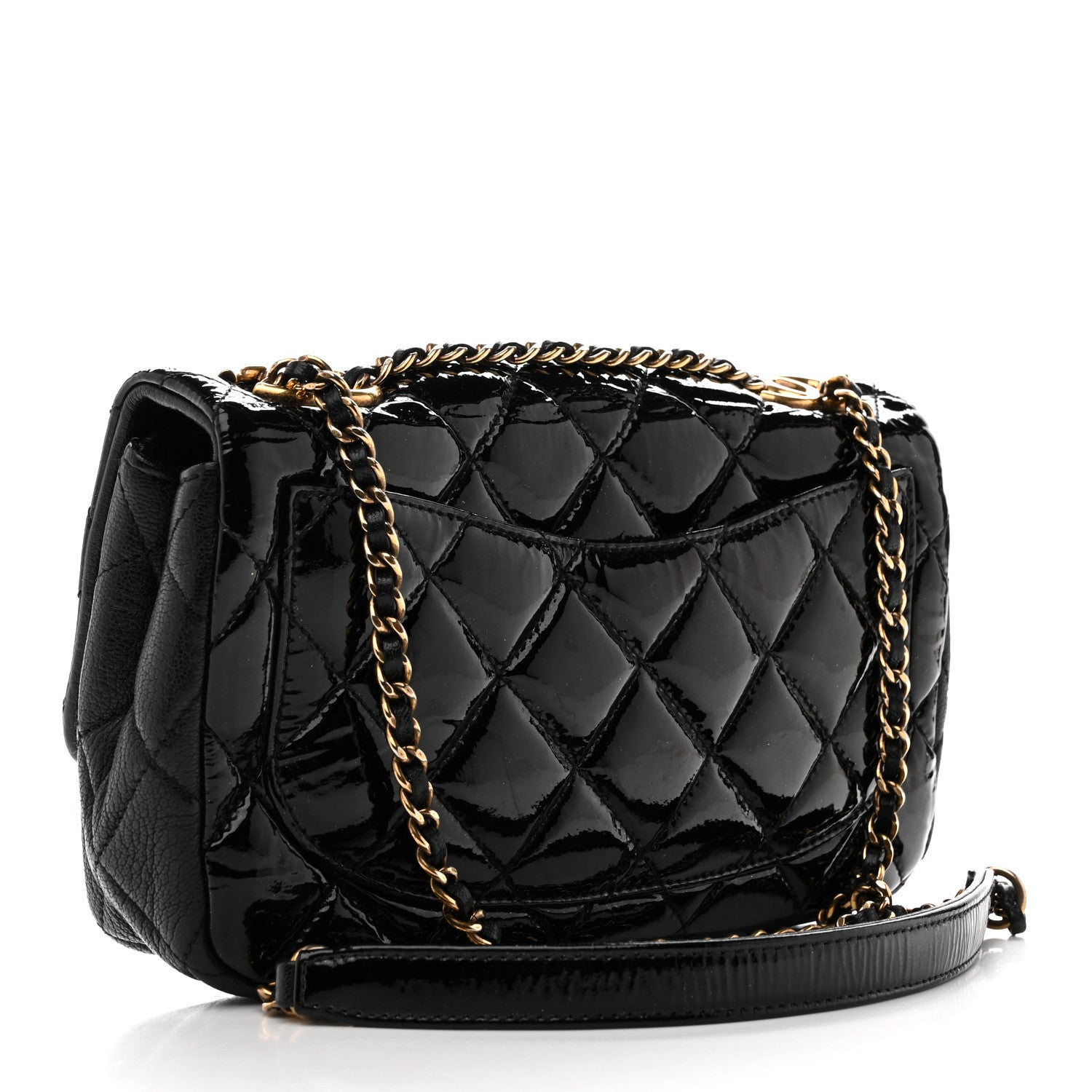 Chanel Patent Goatskin Quilted Small CC Eyelet Flap Black 3 of 13