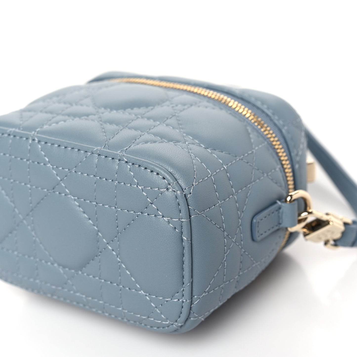 Lambskin Cannage Micro Lady Dior Vanity Case Cloud Blue