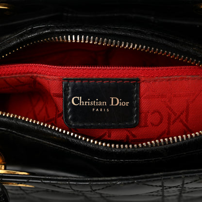 Christian Dior Glazed Calfskin Cannage Medium Lady Dior Black 6 of 12