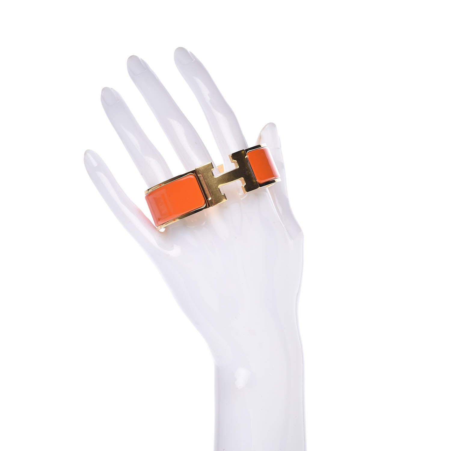 Hermes Enamel Wide Clic Clac H Bracelet GM Orange 2 of 6