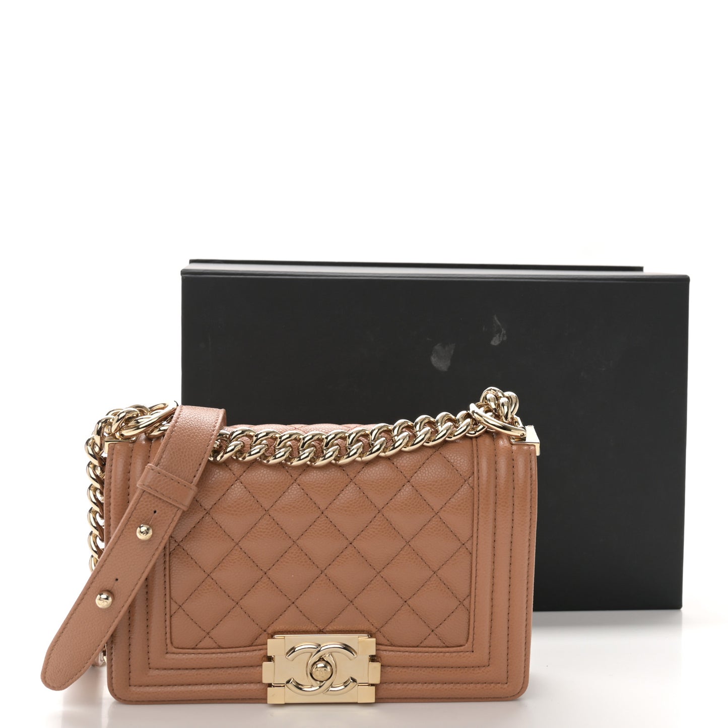 Caviar Quilted Small Boy Flap Brown
