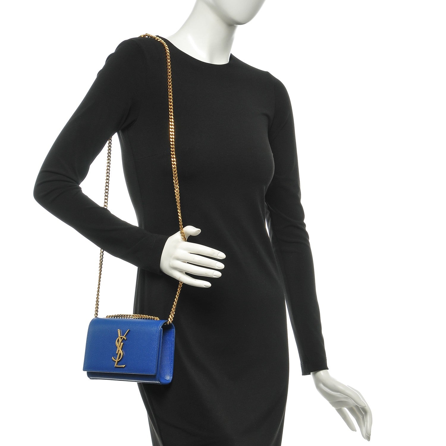 Saint Laurent Grain De Poudre Small Classic Monogram Kate Satchel Royal Blue 2 of 8
