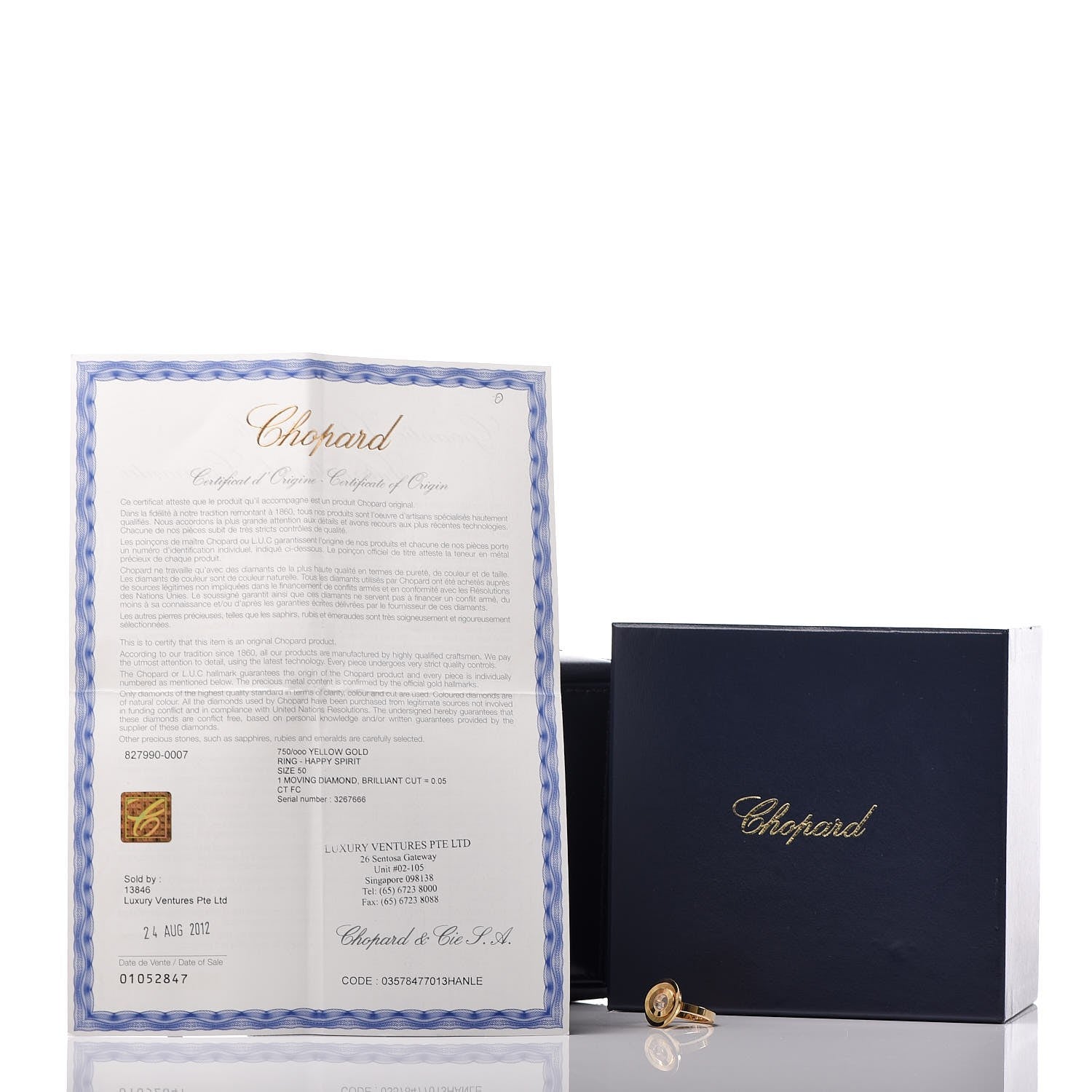 Chopard 18K Yellow Gold Diamond Happy Spirit Ring 50 5.25 9 of 9