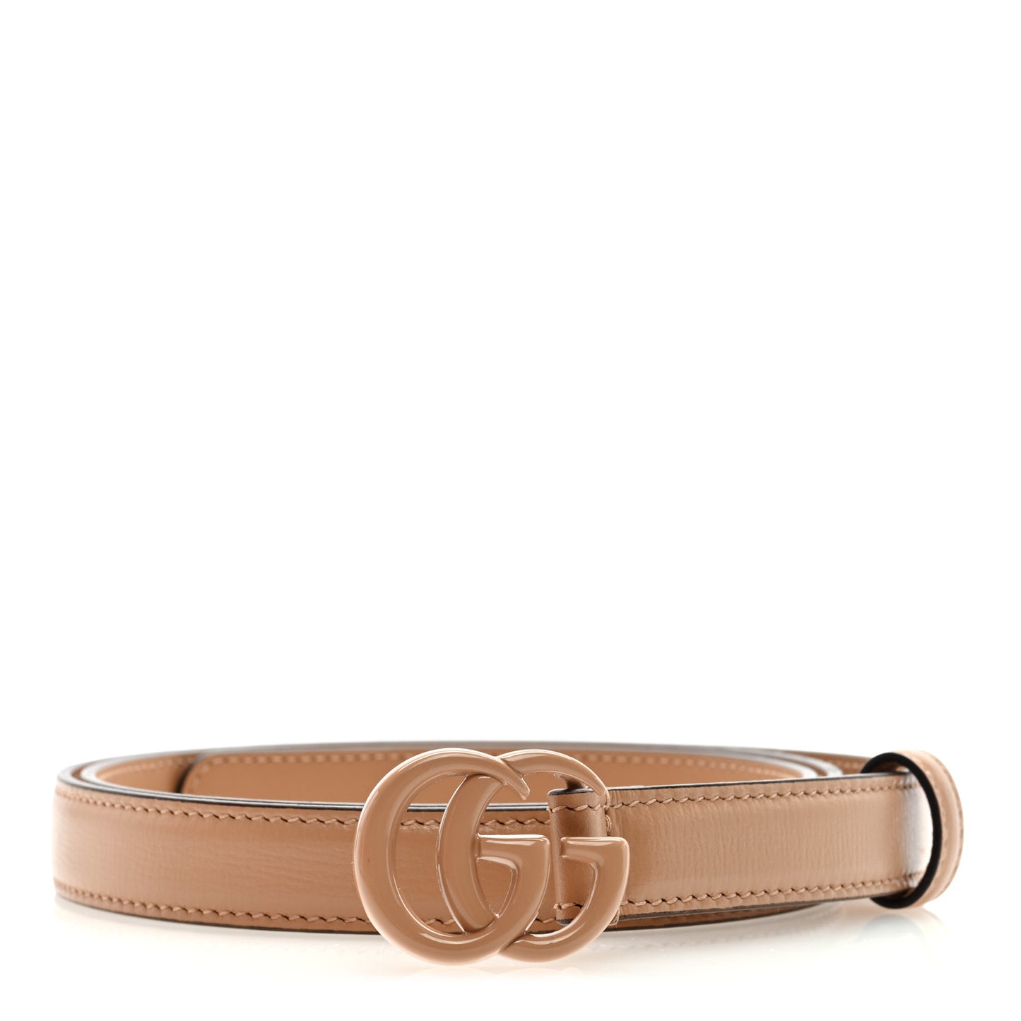 Azalea Calfskin Enamel Monochrome Double G 20mm Belt 95 38 Camelia