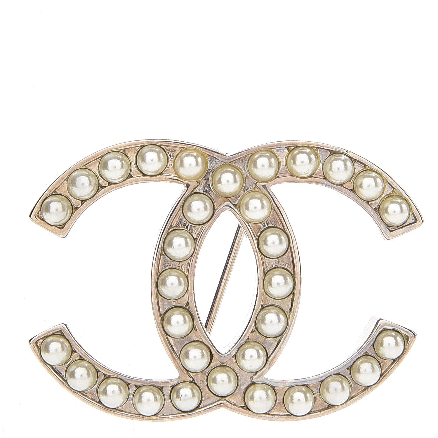 Chanel Pearl CC Brooch Pin Silver 1 of 4