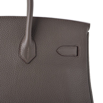 Hermes Taurillon Clemence Birkin 35 Etain 12 of 37
