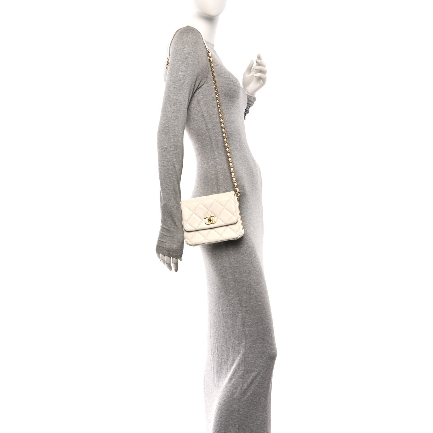 Chanel Lambskin Quilted Mini Side Note Flap White 2 of 11
