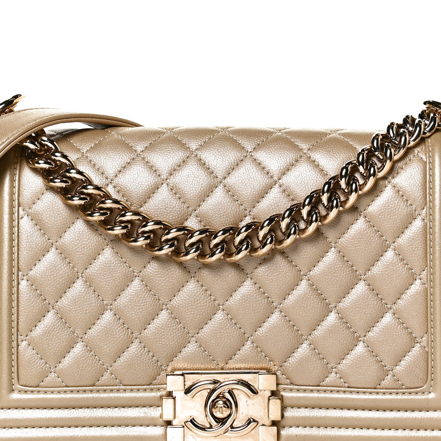 Chanel Metallic Caviar Quilted Medium Boy Flap Light Gold 7 of 10