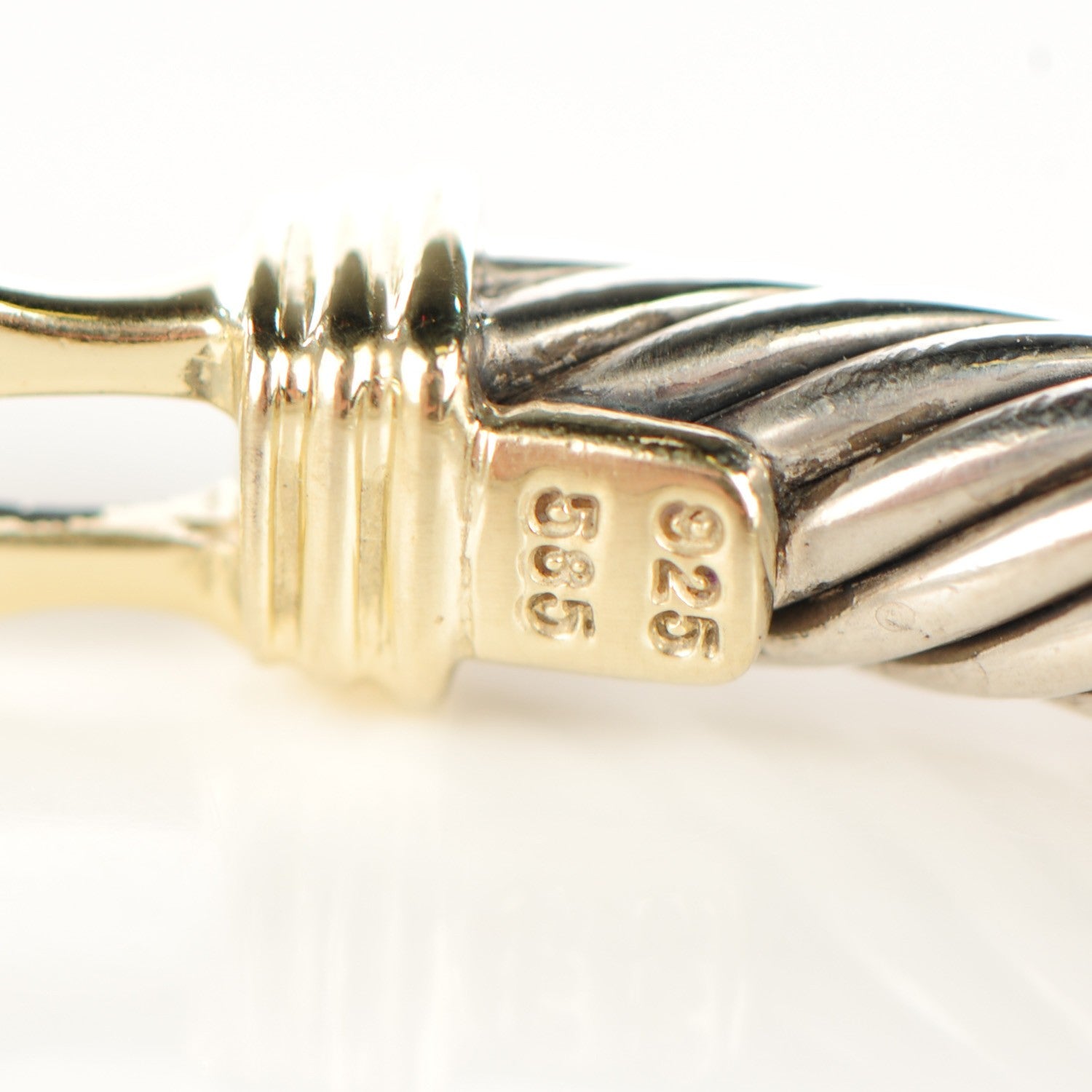 David Yurman Sterling Silver 14K Yellow Gold 5mm Cable Classic Buckle Bracelet 5 of 6