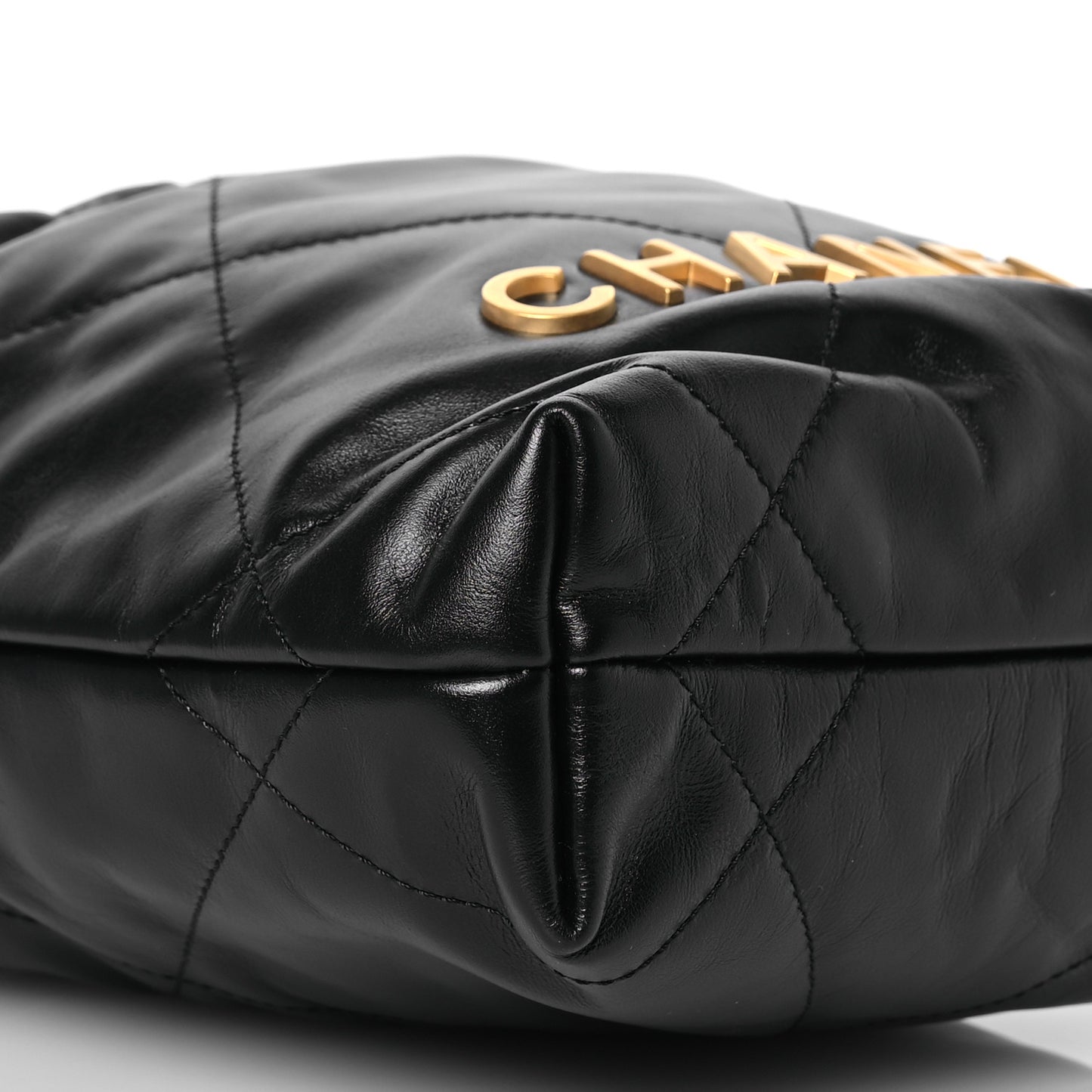 Shiny Calfskin Quilted Mini Chanel 22 Black