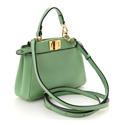 Fendi Shiny Nappa Micro Peekaboo Iconic Satchel Verde Acqua 3 of 9