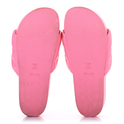 Louis Vuitton Lambskin Embossed Monogram Jumbo Flatform Mule Sandals 38.5 Rose Pop 4 of 4