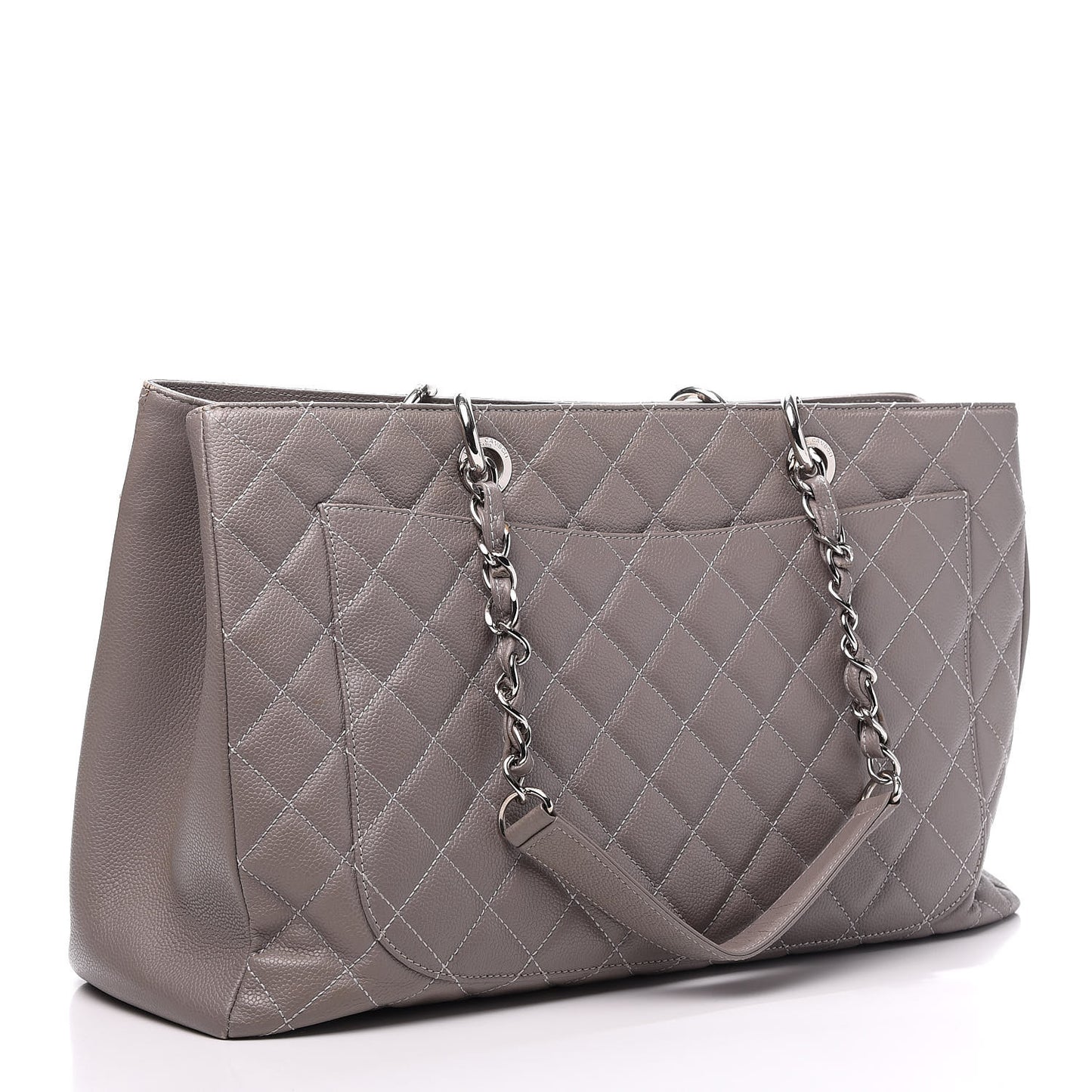 Caviar Quilted XL Grand Shopping Tote GST Light Grey