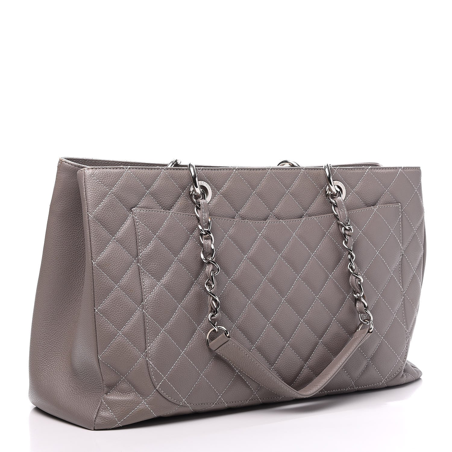 Chanel Caviar Quilted XL Grand Shopping Tote GST Light Grey 3 of 11