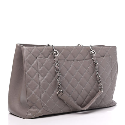 Chanel Caviar Quilted XL Grand Shopping Tote GST Light Grey 3 of 11