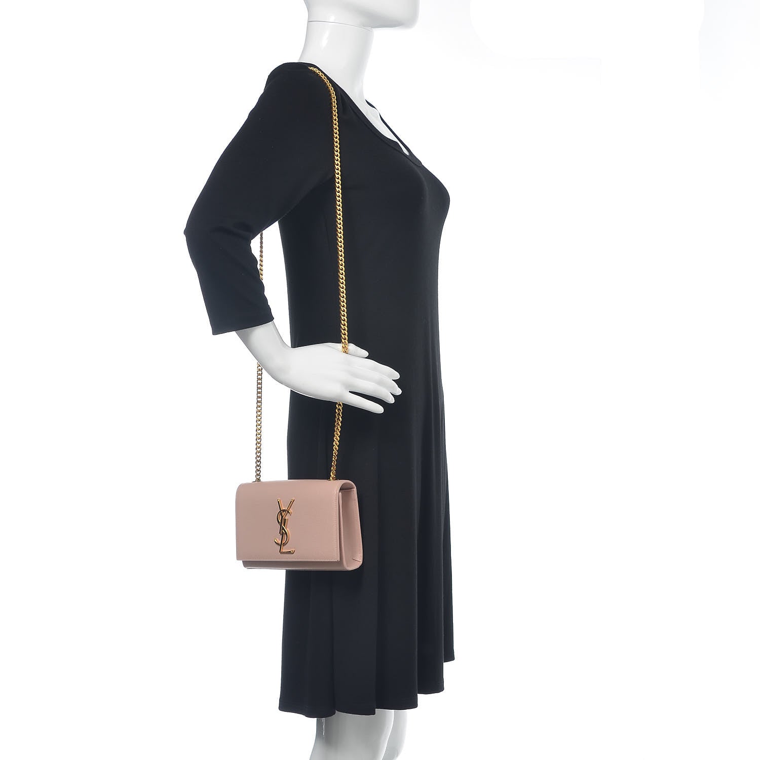 Saint Laurent Grain De Poudre Small Monogram Kate Satchel Pale Blush 2 of 12