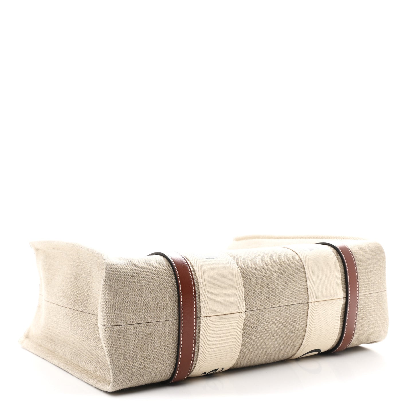Cotton Calfskin Medium Woody Ribbon Tote White Brown