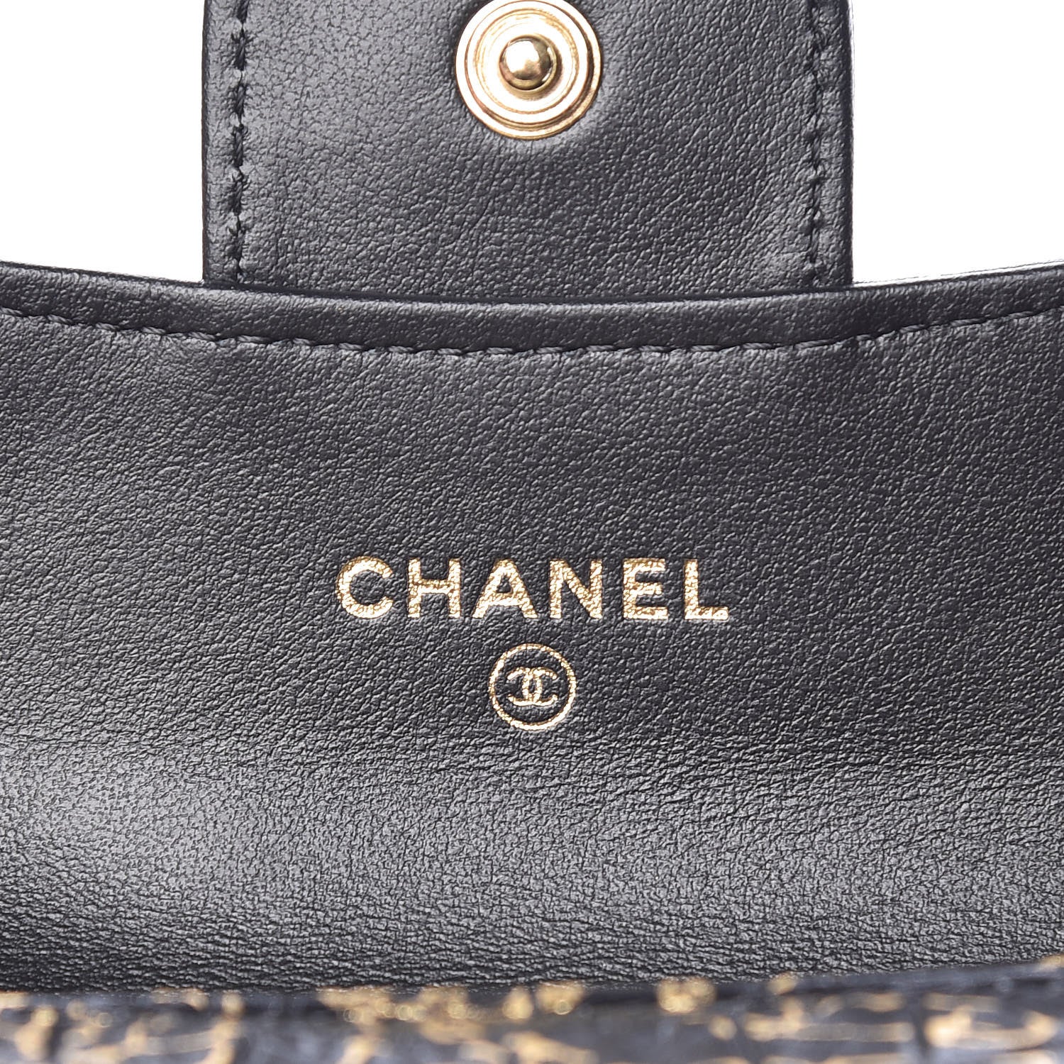 Chanel Calfskin Crocodile Embossed Graffiti Reissue Card Holder Wallet Black Gold 6 of 8