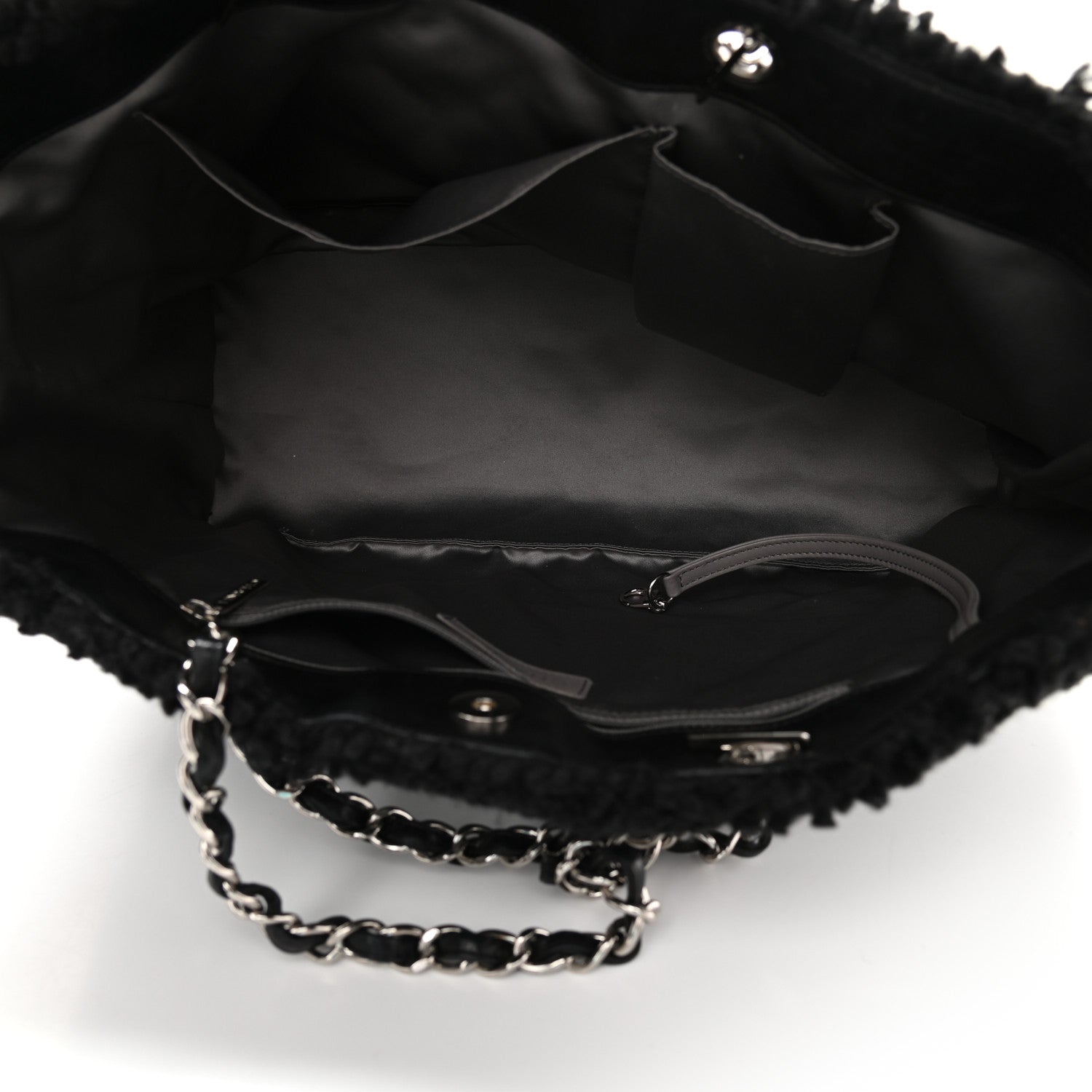 Chanel Vinyl Quilted Funny Tweed Tote Black 4 of 9