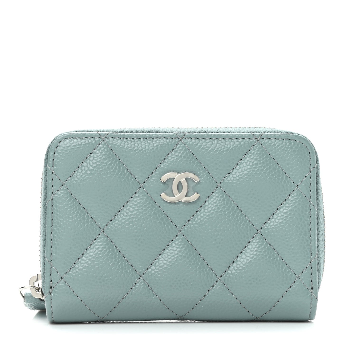 Caviar Quilted Zip Coin Purse Blue