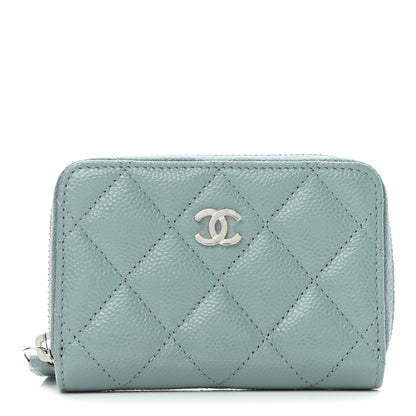 Chanel Caviar Quilted Zip Coin Purse Blue 1 of 8
