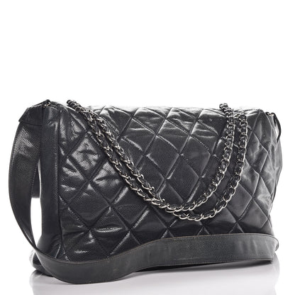 Chanel Glazed Caviar Quilted Stretch Spirit Messenger Bag Blue 3 of 16