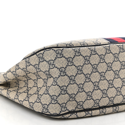 Gucci GG Supreme Monogram Sherry Line Web Hobo Beige Blue 9 of 10