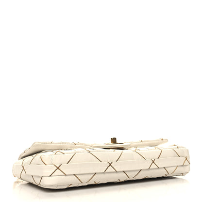Chanel Glazed Calfskin Pleated Chain Stitch East West Flap White 4 of 10