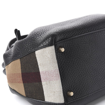 Burberry Grainy Calfskin House Check Small Maidstone Black 8 of 11