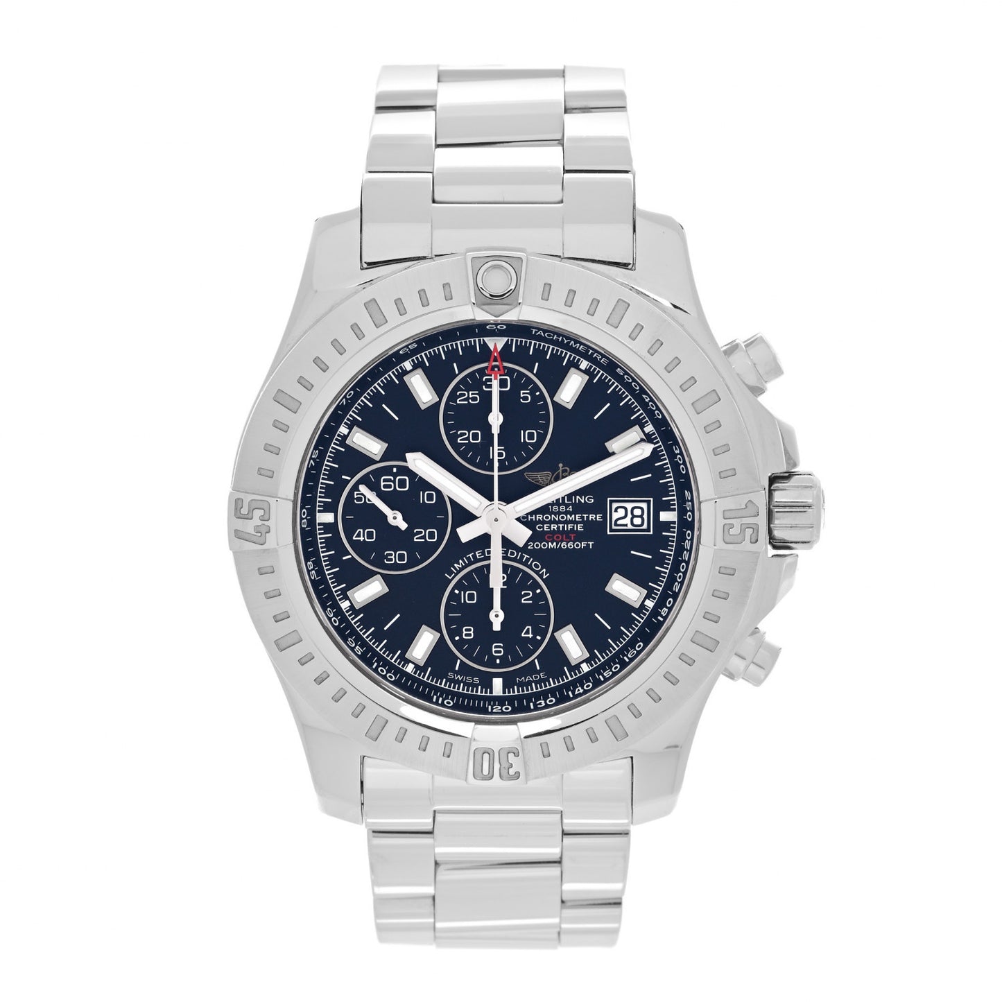 Stainless Steel 44mm Colt Chronograph Automatic Watch Black A13388