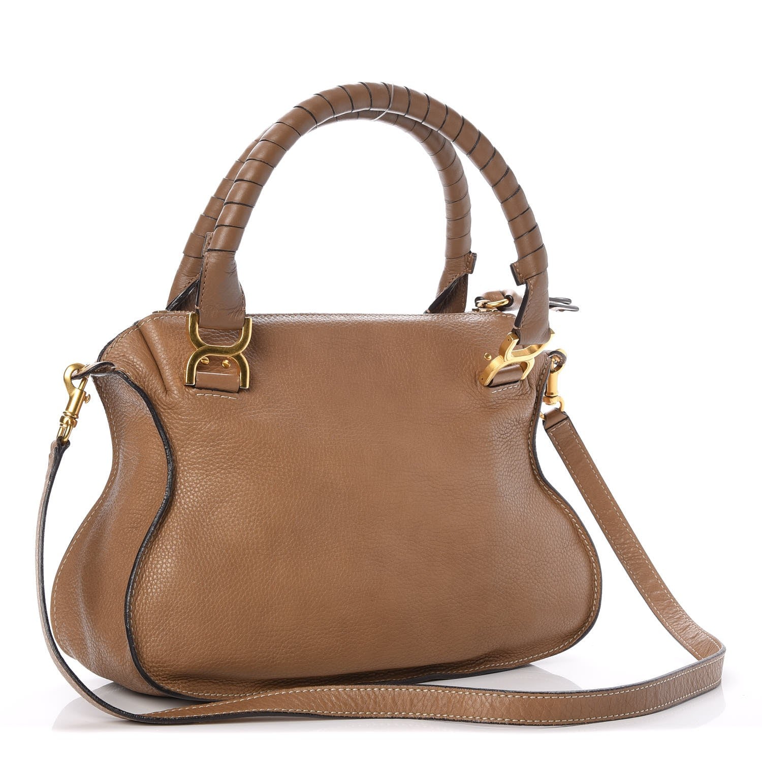 Chloe Calfskin Braided Medium Marcie Satchel Nut 4 of 9