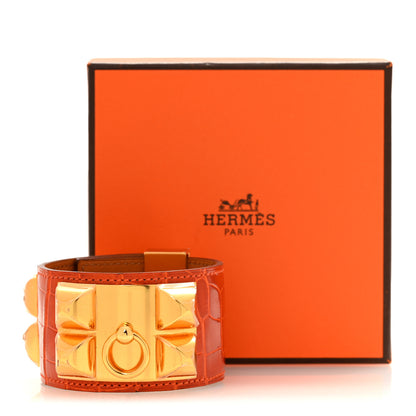 Hermes Shiny Alligator Collier De Chien CDC Bracelet S Orange 6 of 6
