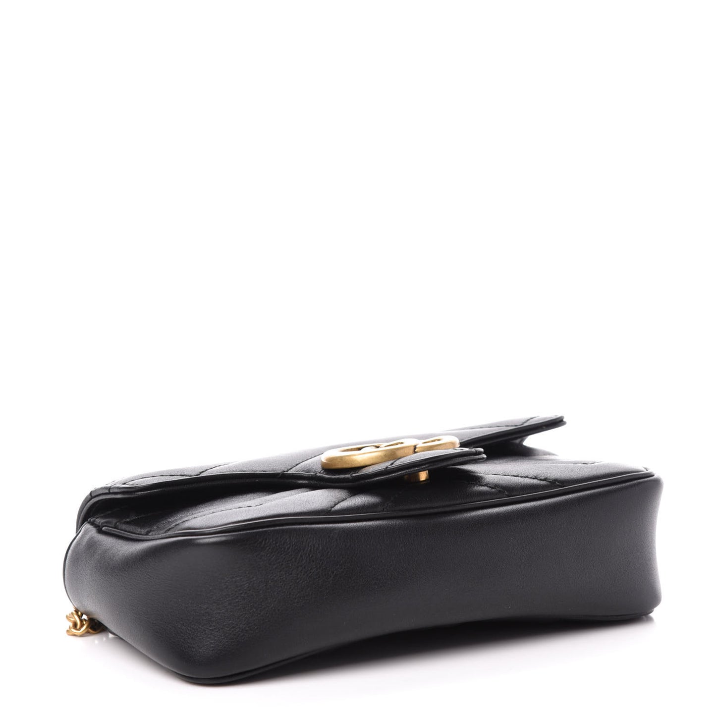 Calfskin Matelasse Super Mini GG Marmont Shoulder Bag Black