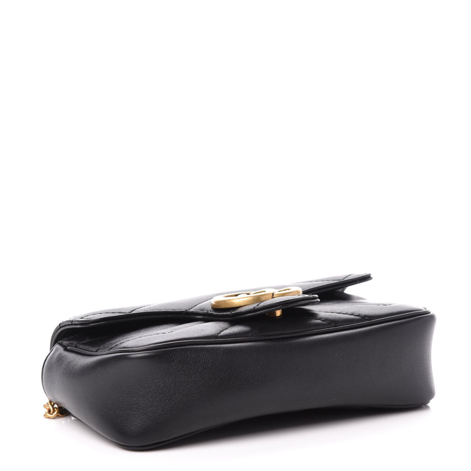 Gucci Calfskin Matelasse Super Mini GG Marmont Shoulder Bag Black 4 of 10