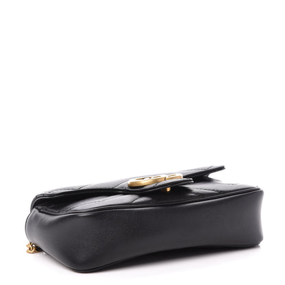 Gucci Calfskin Matelasse Super Mini GG Marmont Shoulder Bag Black 4 of 10