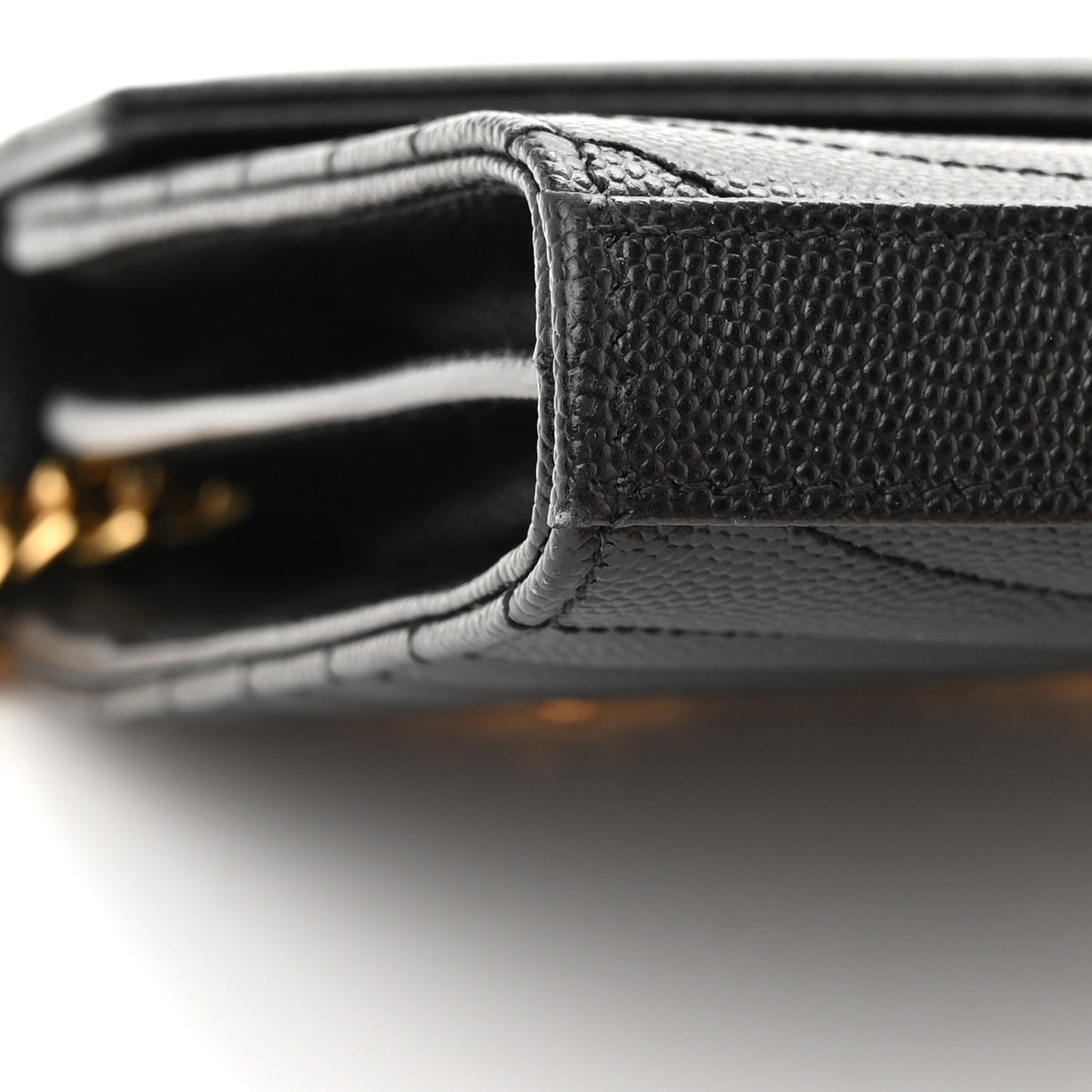 Grain De Poudre Matelasse Chevron Monogram Chain Wallet Black