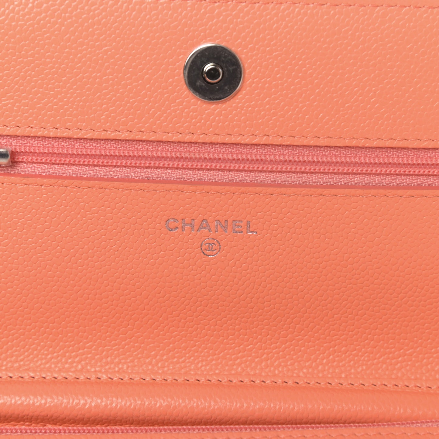 Caviar Quilted Wallet on Chain WOC Coral