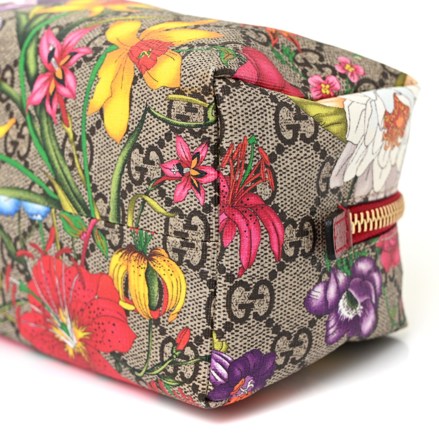Gucci Soft GG Supreme Monogram Flora Calfskin Medium Ophidia Cosmetic Case Beige Ebony Multicolor Rosso 10 of 11