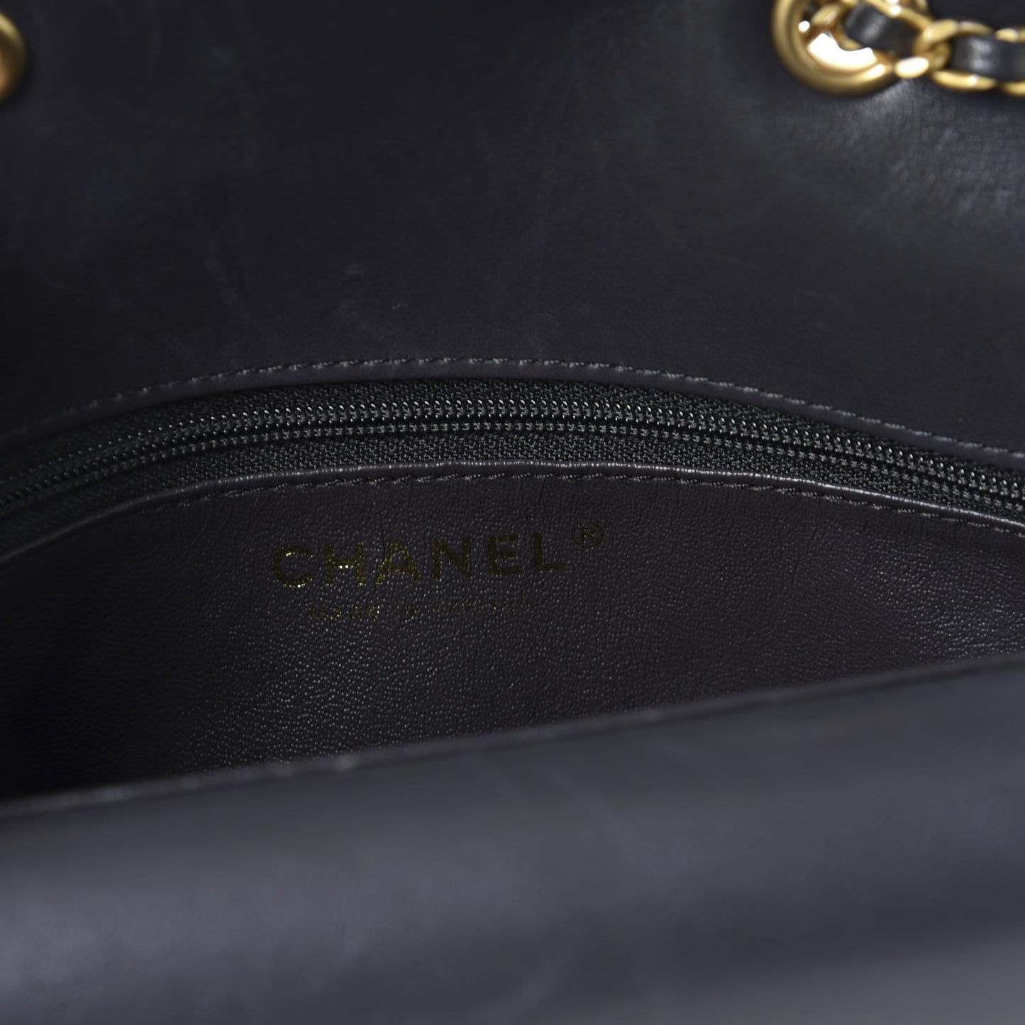 Metallic Calfskin Lambskin Quilted Small CC Chic Flap Dark Grey Gold