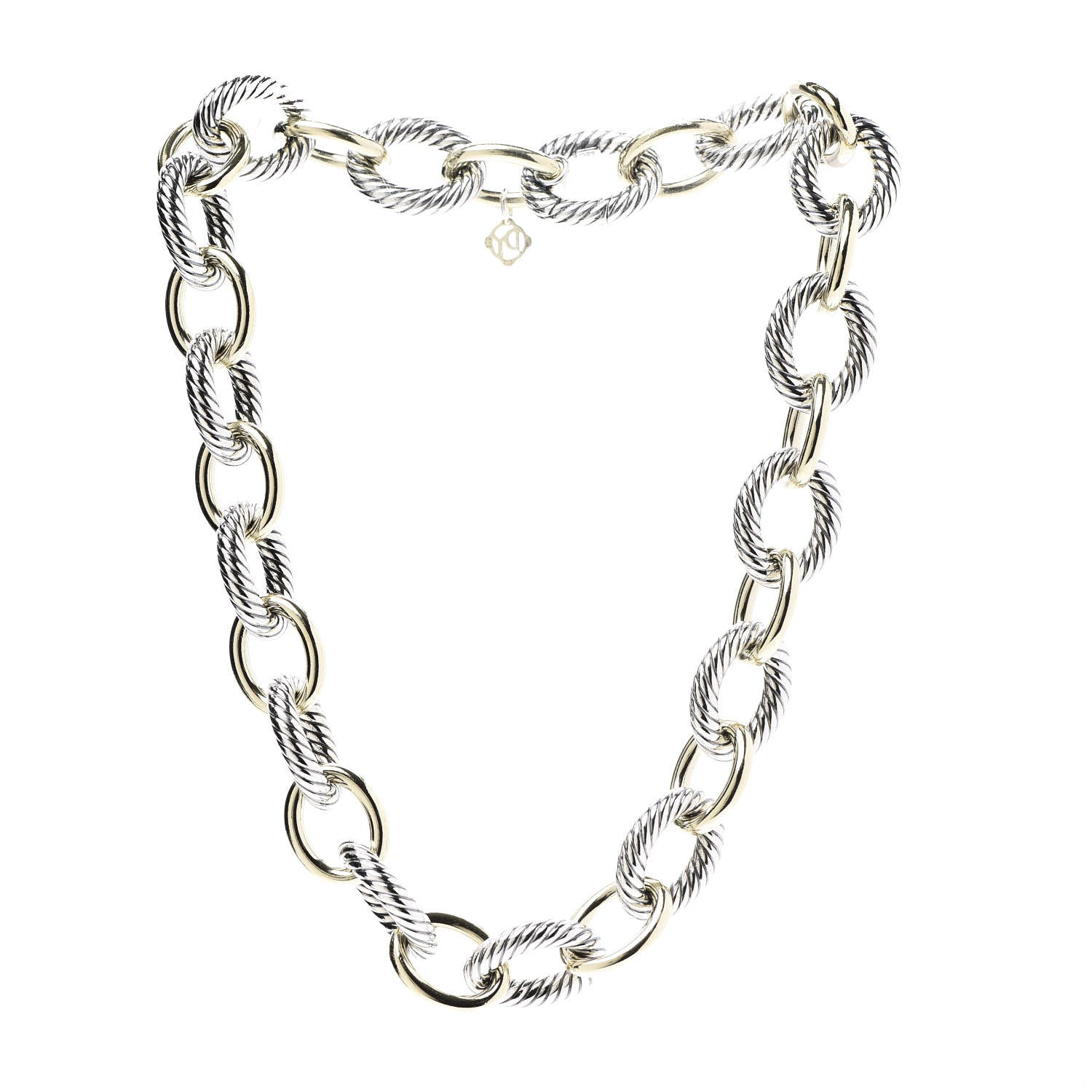 David Yurman Sterling Silver 18K Yellow Gold 23mm Extra Large Oval Link Necklace 3 of 4