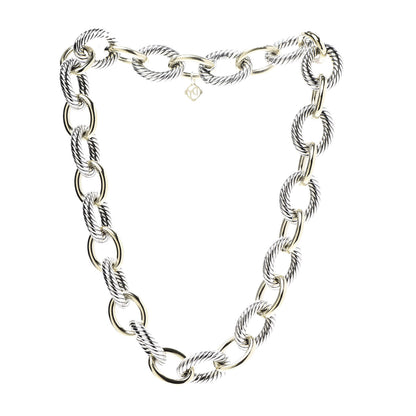 David Yurman Sterling Silver 18K Yellow Gold 23mm Extra Large Oval Link Necklace 3 of 4