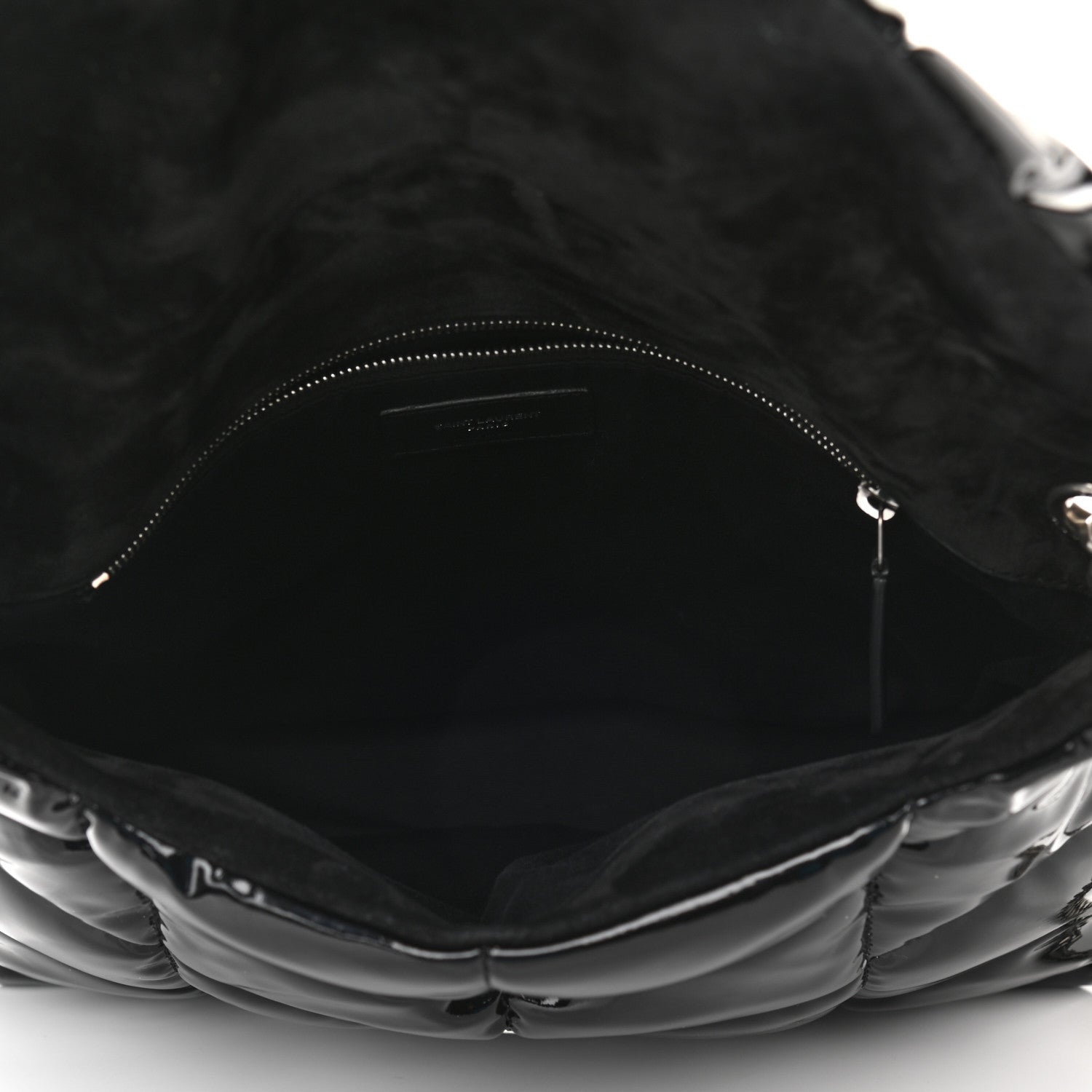 Saint Laurent Patent Lambskin Quilted Medium Loulou Puffer Monogram Chain Satchel Black 4 of 9