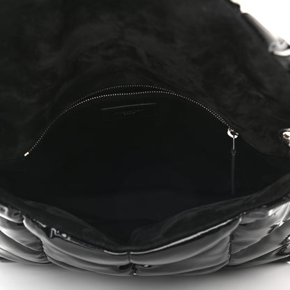Saint Laurent Patent Lambskin Quilted Medium Loulou Puffer Monogram Chain Satchel Black 4 of 9