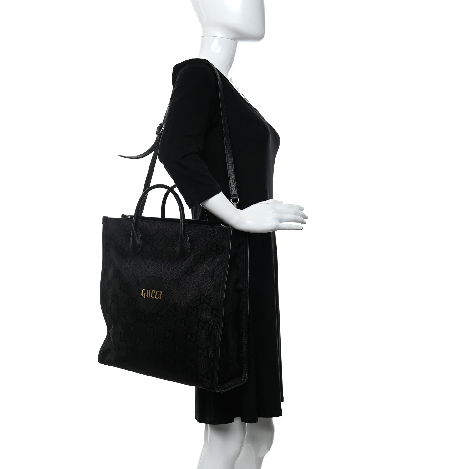 Gucci Econyl Nylon Monogram Off The Grid Long Tote Bag Black 2 of 10