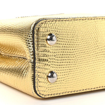 Louis Vuitton Metallic Lizard Capucines Mini Silver Gold 8 of 9