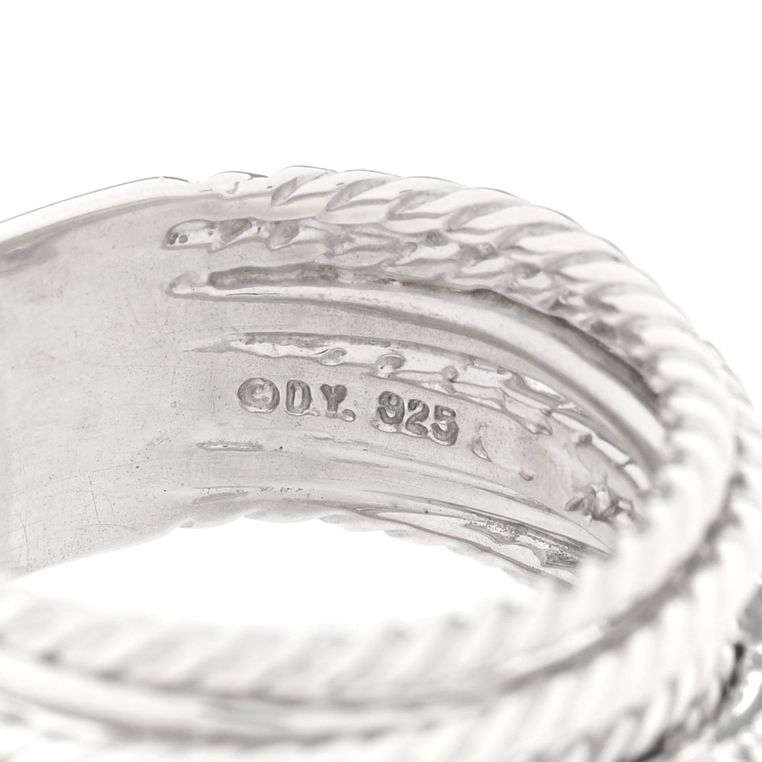 David Yurman Sterling Silver Diamond 11mm Wide Crossover Cable Ring 55 7.25 4 of 5