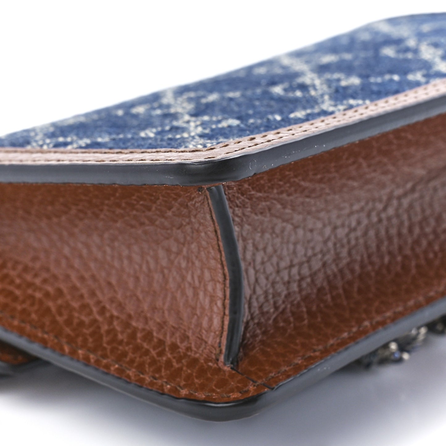 New Denim GG Monogram Dollar Calfskin Enamel Super Mini Dionysus Shoulder Bag Blue Tea Cuir Epilog Electric Blue