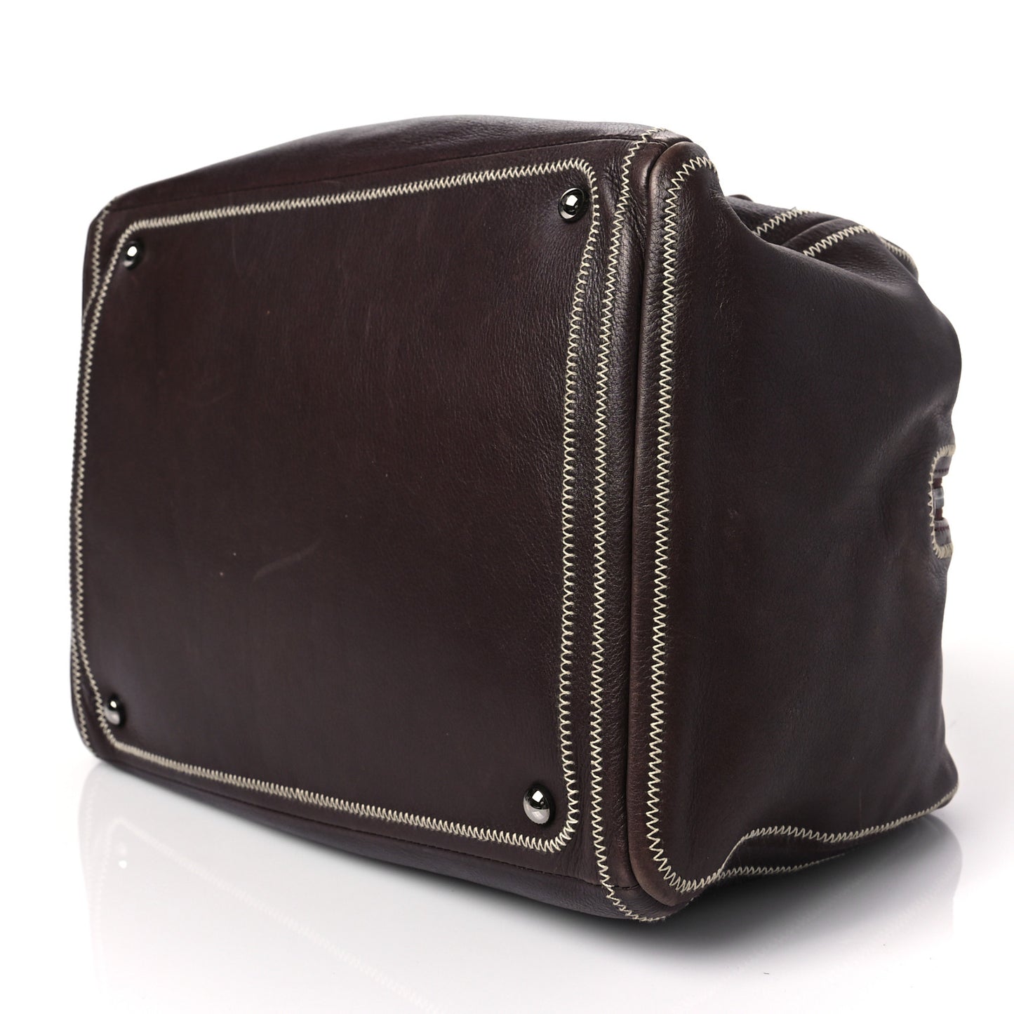 Deerskin Stitched Medium Bowler Brown